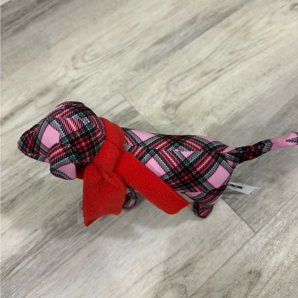 Victoria's Secret PINK Plaid Mini Pink Red Stuffed Holiday Dog - Picture 2 of 3